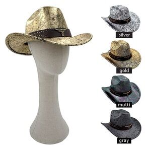 Unisex Vegan Leather Western Cowboy Fedora Hat